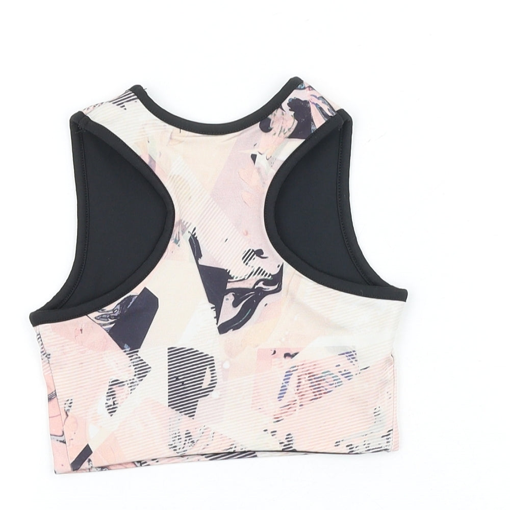 F&F Girls Black Geometric Polyester Cropped Tank Size 6-7 Years Round Neck Pullover