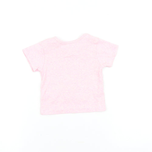 Primark Baby Pink Cotton Basic T-Shirt Size 6-9 Months Round Neck Pullover - Born to Stand Out Flamingo