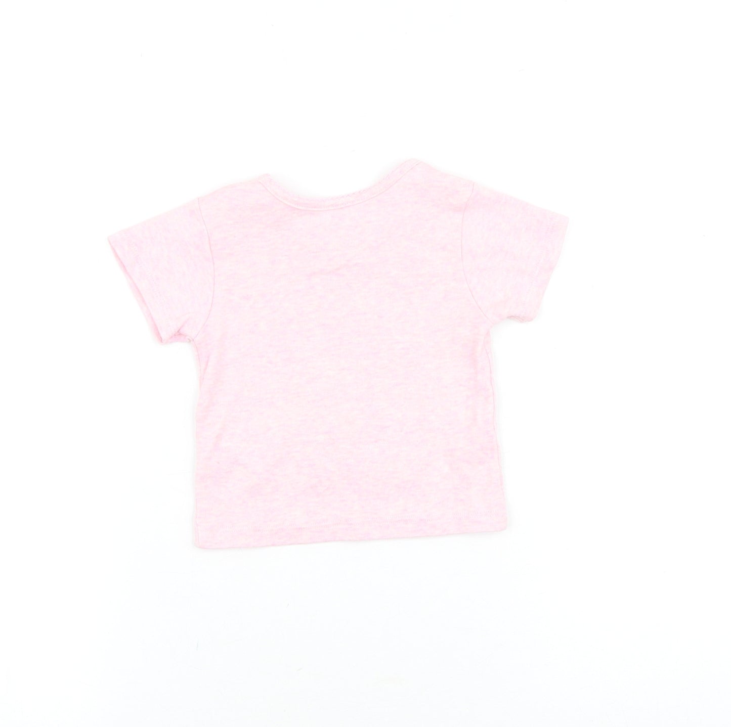 Primark Baby Pink Cotton Basic T-Shirt Size 6-9 Months Round Neck Pullover - Born to Stand Out Flamingo