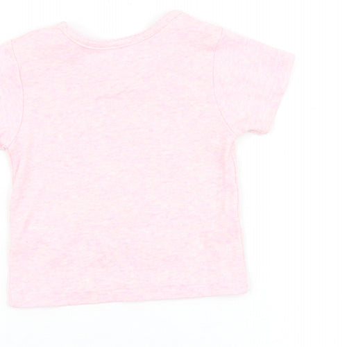 Primark Baby Pink Cotton Basic T-Shirt Size 6-9 Months Round Neck Pullover - Born to Stand Out Flamingo