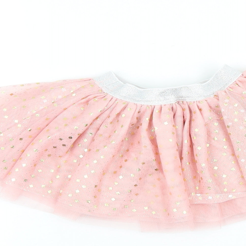 Matalan Baby Pink Polka Dot Polyester Tutu Skirt Size 6-9 Months Pull On