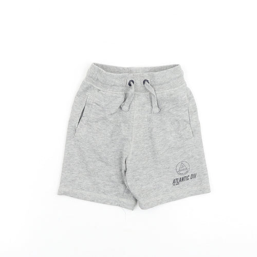 George Boys Grey Herringbone Cotton Sweat Shorts Size 5-6 Years Regular Drawstring