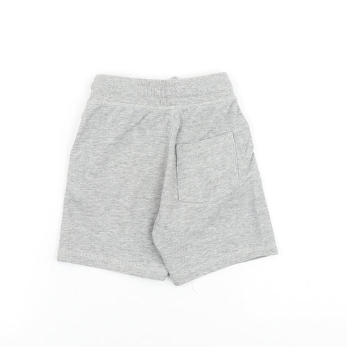 George Boys Grey Herringbone Cotton Sweat Shorts Size 5-6 Years Regular Drawstring
