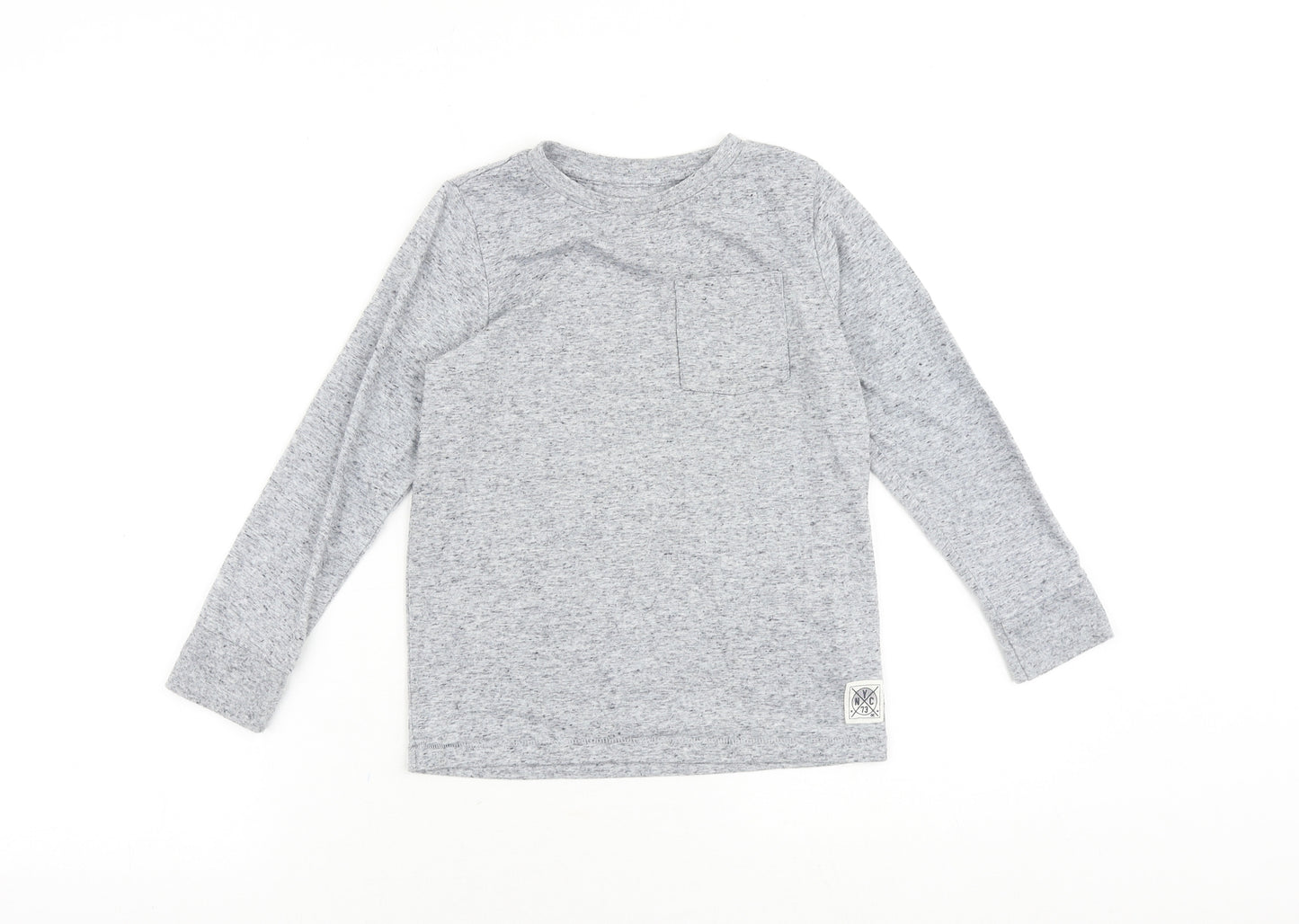 F&F Boys Grey Geometric Polyester Basic T-Shirt Size 6-7 Years Round Neck Pullover