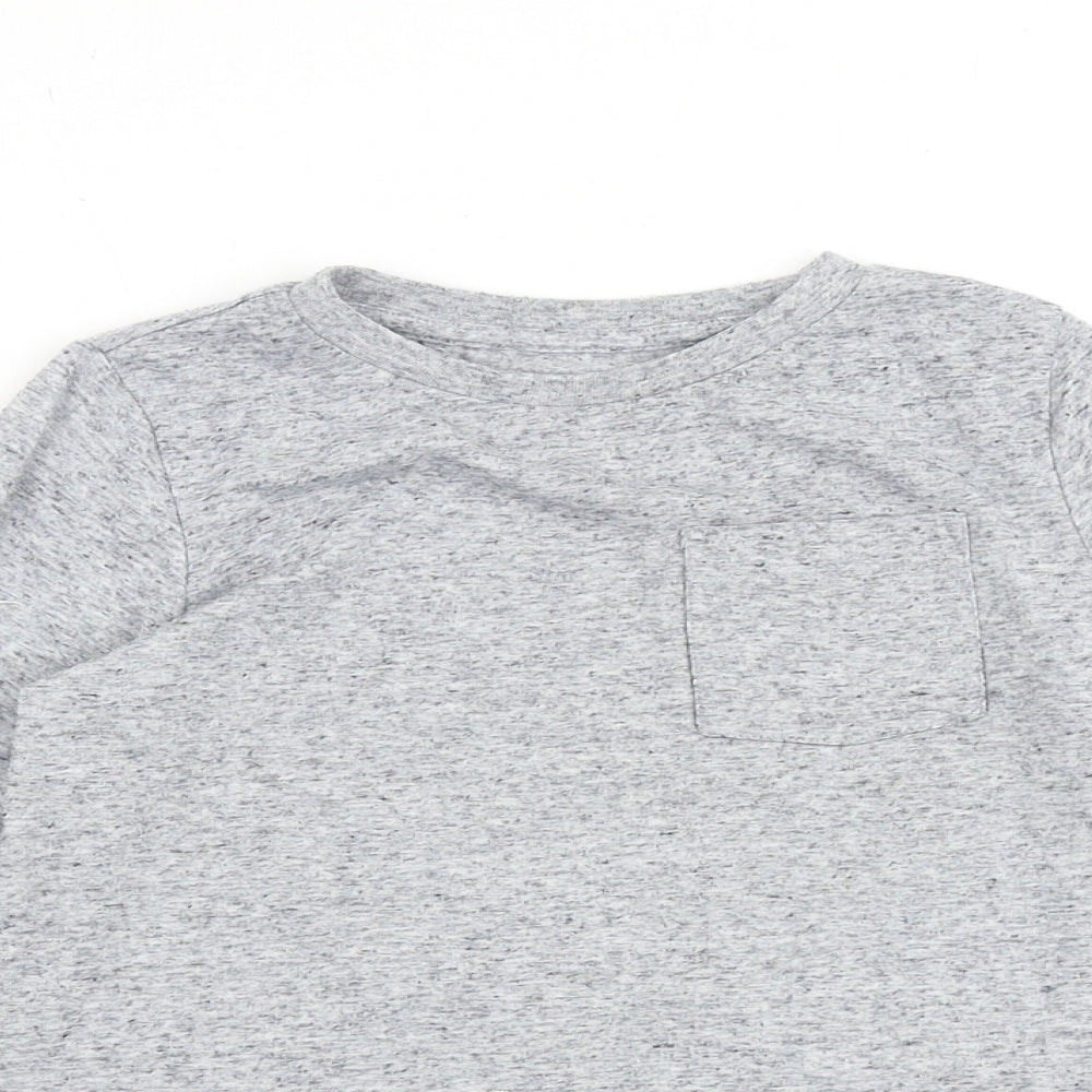 F&F Boys Grey Geometric Polyester Basic T-Shirt Size 6-7 Years Round Neck Pullover