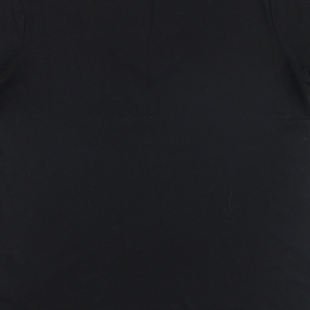 Peacocks Womens Black Viscose Basic T-Shirt Size 14 V-Neck