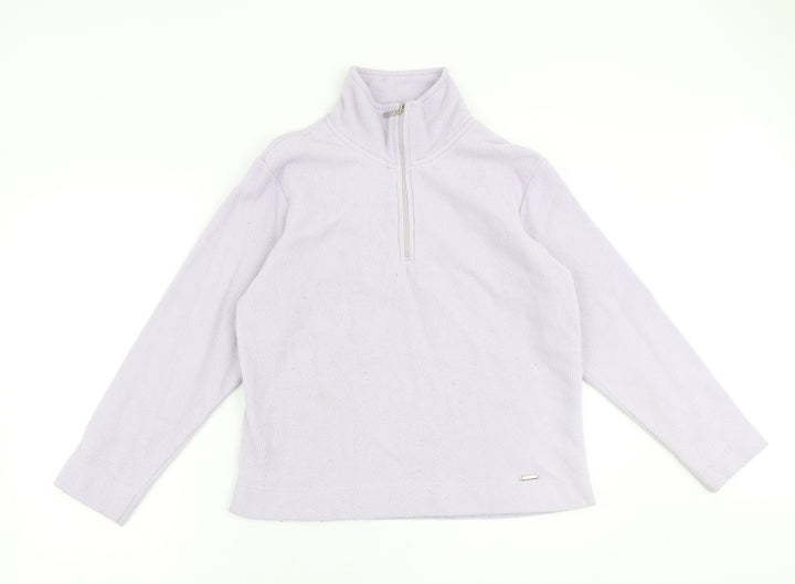 Active Womens Purple Polyester Pullover Sweatshirt Size 10 Zip