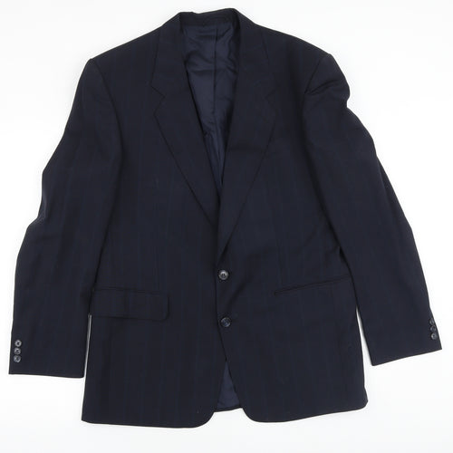 Bernhardt Mens Blue Striped Polyester Jacket Blazer Size 42 Regular