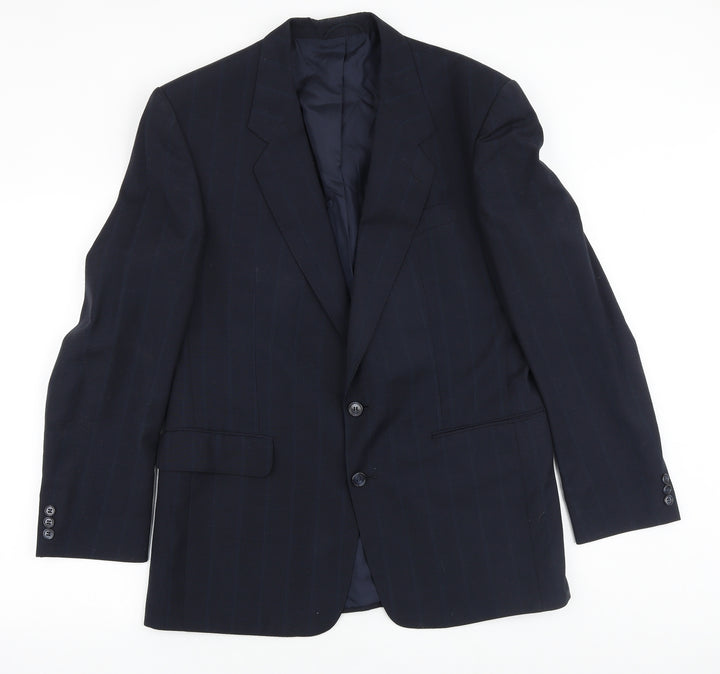 Bernhardt Mens Blue Striped Polyester Jacket Blazer Size 42 Regular
