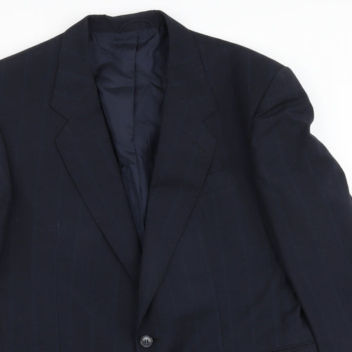 Bernhardt Mens Blue Striped Polyester Jacket Blazer Size 42 Regular
