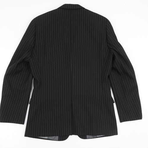 Avenue Mens Black Striped Viscose Jacket Blazer Size 38 Regular