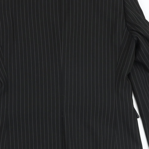 Avenue Mens Black Striped Viscose Jacket Blazer Size 38 Regular