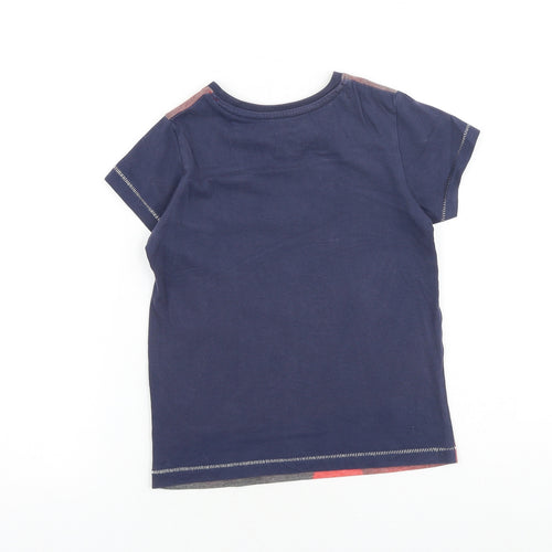 Matalan Boys Blue Geometric Cotton Basic T-Shirt Size 5 Years Round Neck Pullover - Kick It
