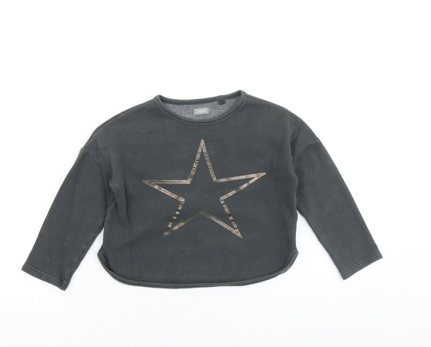 NEXT Girls Grey Cotton Pullover Sweatshirt Size 5 Years Pullover - Star