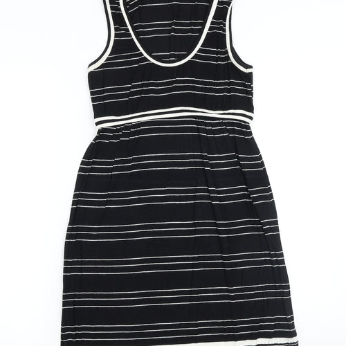 Max Studio Womens Black Striped Viscose Tank Dress Size S Scoop Neck Pullover