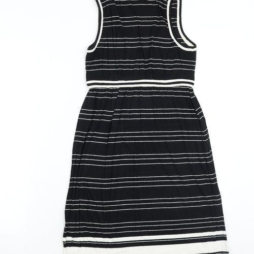 Max Studio Womens Black Striped Viscose Tank Dress Size S Scoop Neck Pullover