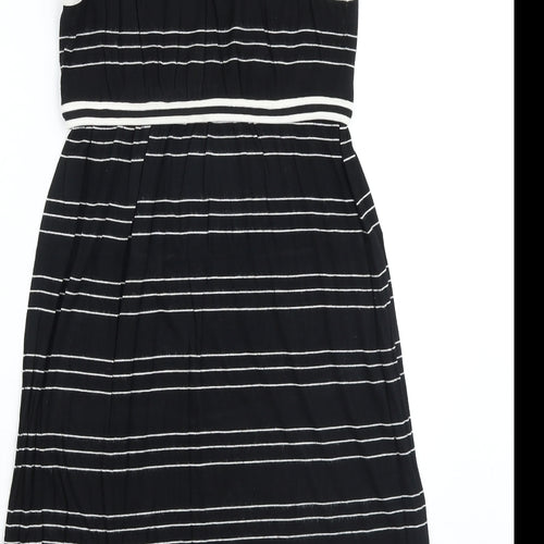 Max Studio Womens Black Striped Viscose Tank Dress Size S Scoop Neck Pullover