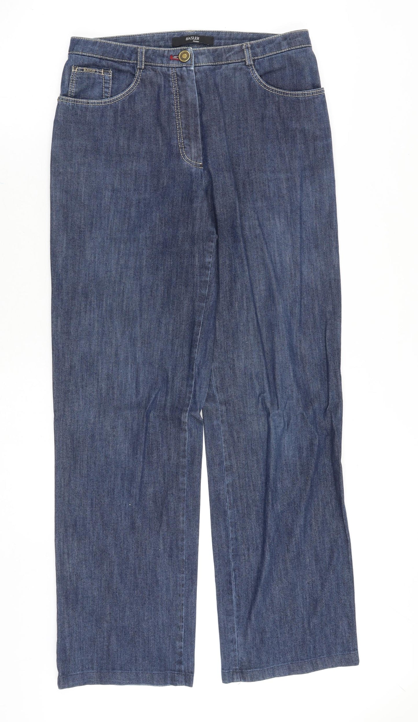 Basler Womens Blue Cotton Bootcut Jeans Size 30 in Regular Zip