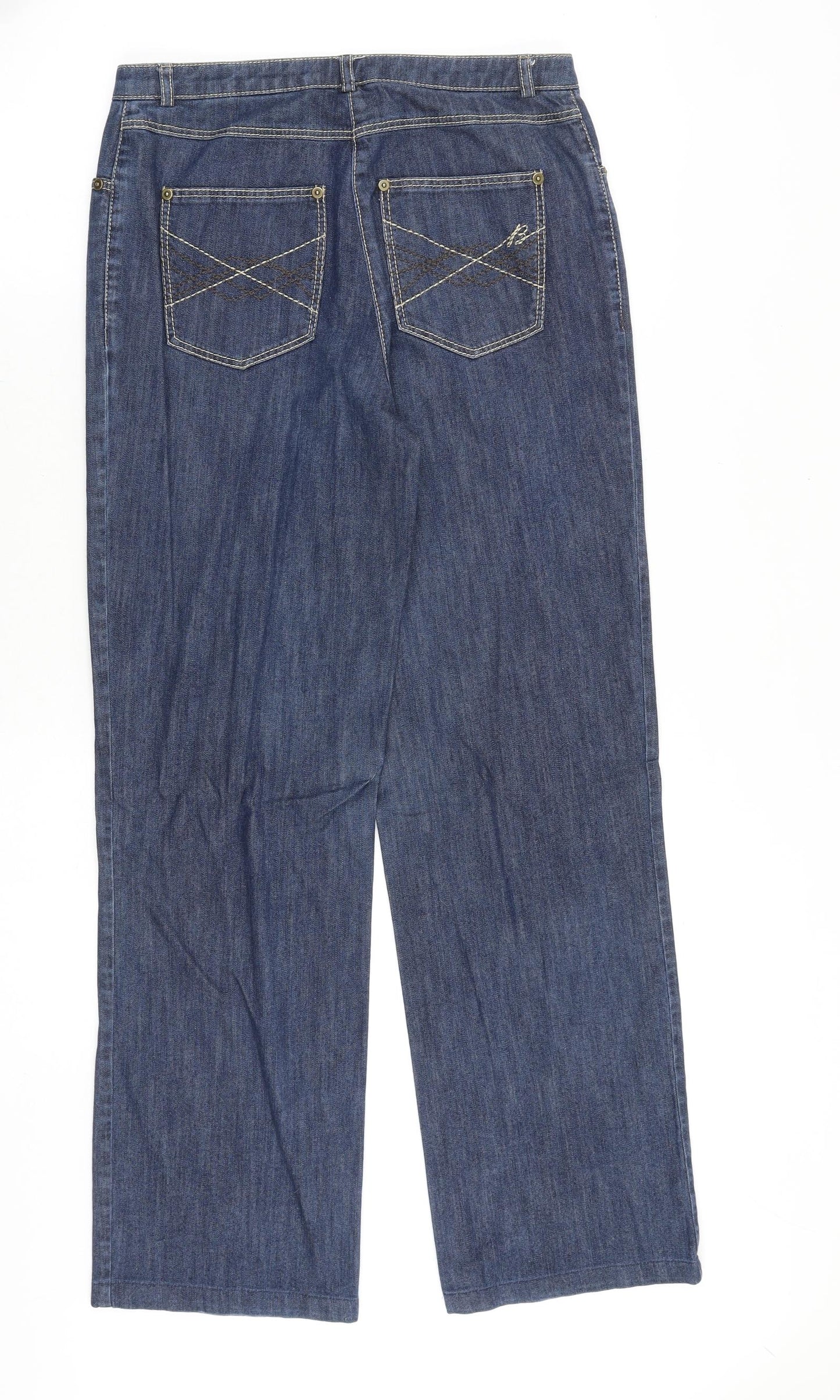 Basler Womens Blue Cotton Bootcut Jeans Size 30 in Regular Zip