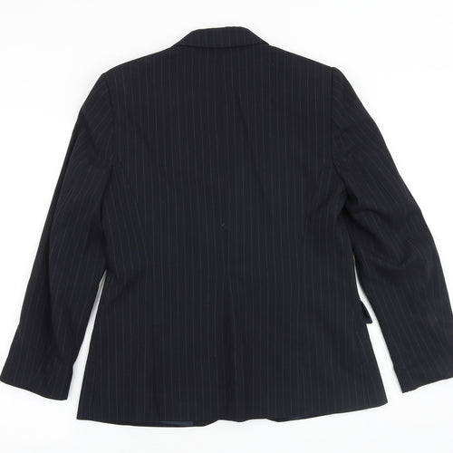 M&Co Womens Black Striped Viscose Jacket Blazer Size 12