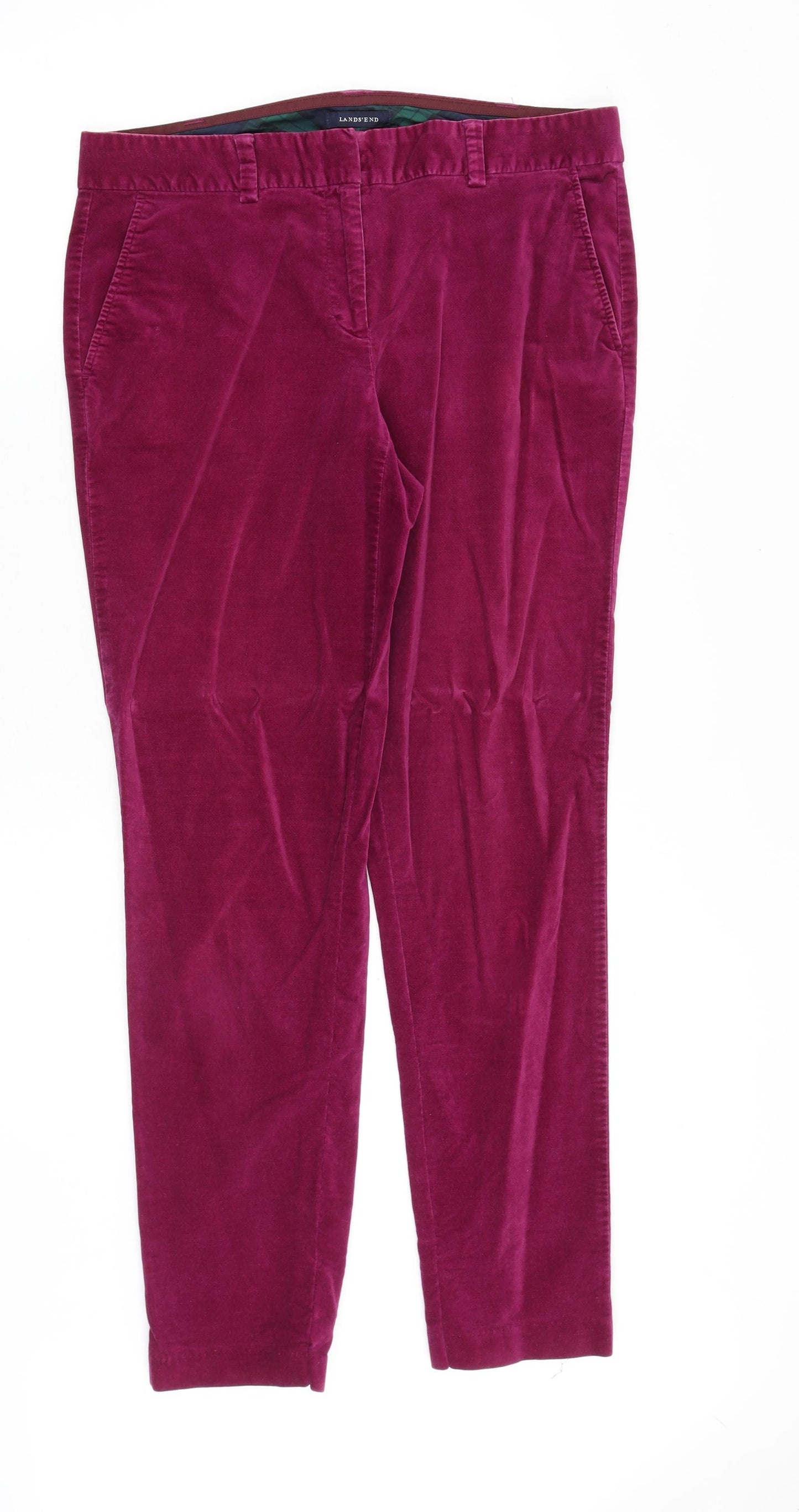 Lands' End Womens Pink Cotton Trousers Size 12 Regular Zip
