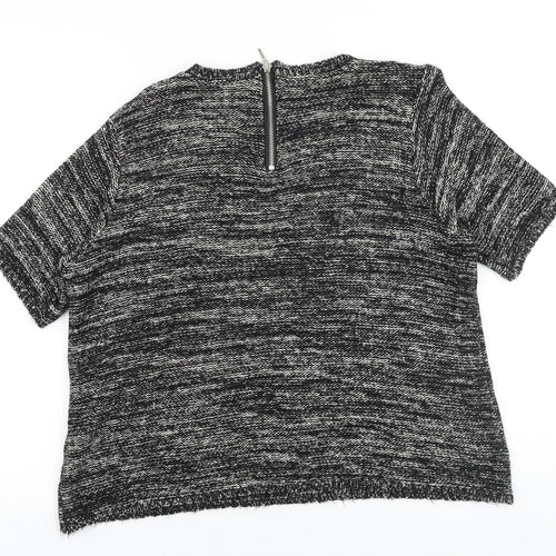 Warehouse Womens Black Scoop Neck Cotton Pullover Jumper Size 14