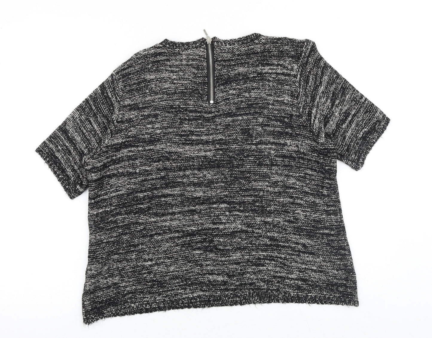 Warehouse Womens Black Scoop Neck Cotton Pullover Jumper Size 14