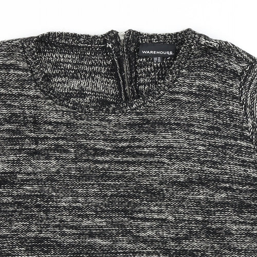 Warehouse Womens Black Scoop Neck Cotton Pullover Jumper Size 14