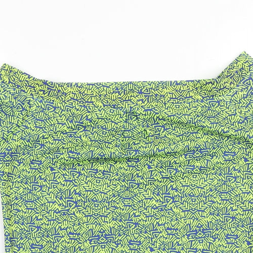 NEXT Womens Green Geometric Polyester Basic T-Shirt Size 8 Boat Neck