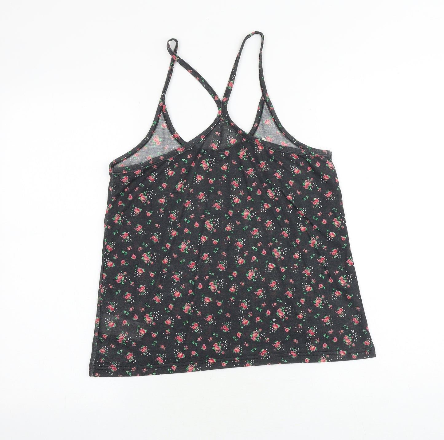 Ocean Pacific Womens Black Floral Polyester Camisole Tank Size 10 Scoop Neck