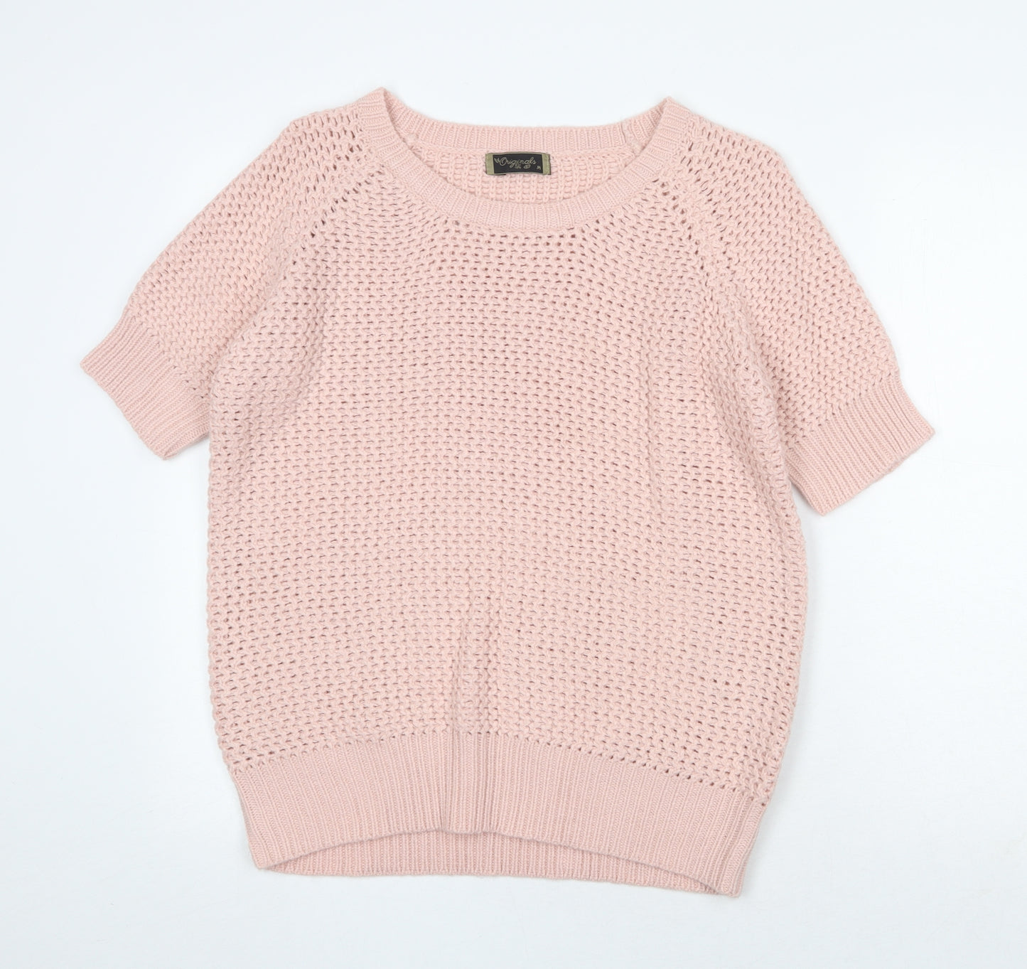 Originals Womens Pink Scoop Neck Acrylic Pullover Jumper Size M