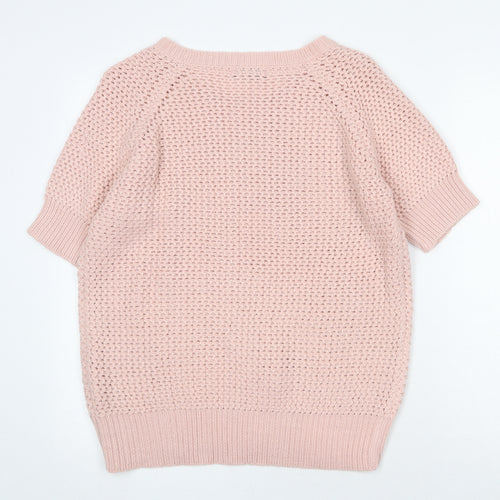 Originals Womens Pink Scoop Neck Acrylic Pullover Jumper Size M