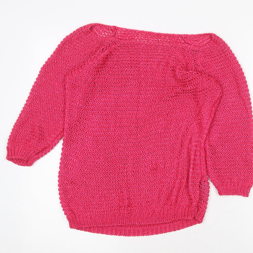 Per Una Womens Pink Boat Neck Acrylic Pullover Jumper Size M