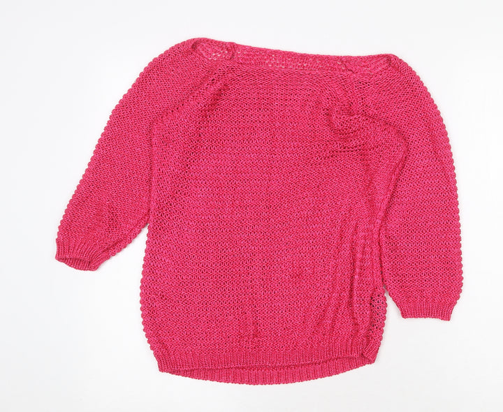 Per Una Womens Pink Boat Neck Acrylic Pullover Jumper Size M