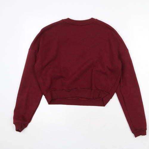 Topshop Womens Red Polyester Pullover Sweatshirt Size 8 Pullover - 1991 Cropped