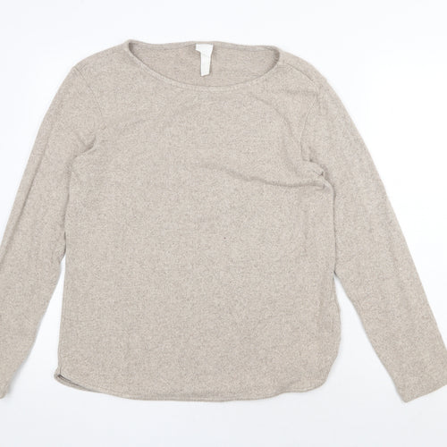 H&M Womens Beige Scoop Neck Viscose Pullover Jumper Size S