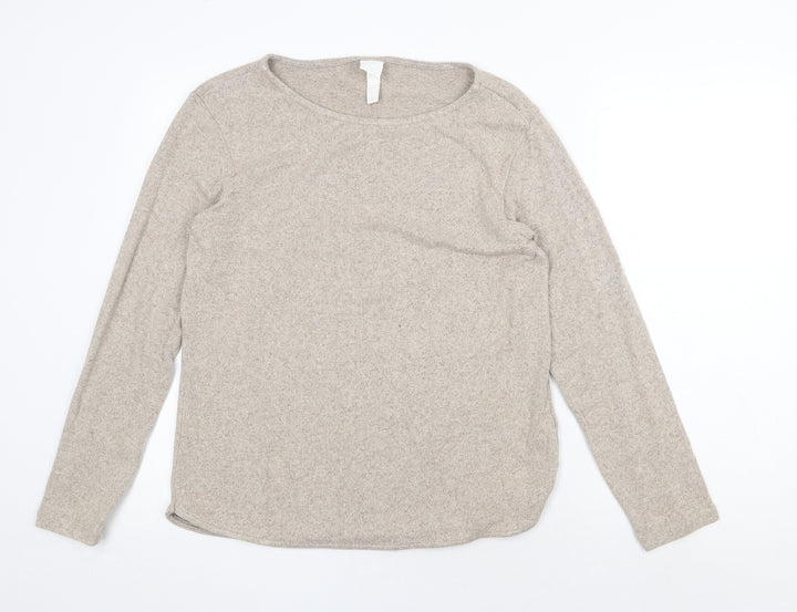H&M Womens Beige Scoop Neck Viscose Pullover Jumper Size S