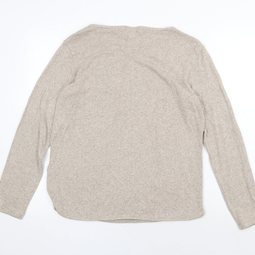 H&M Womens Beige Scoop Neck Viscose Pullover Jumper Size S