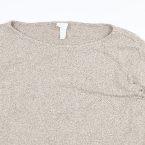 H&M Womens Beige Scoop Neck Viscose Pullover Jumper Size S