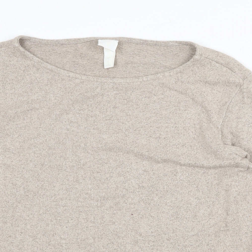 H&M Womens Beige Scoop Neck Viscose Pullover Jumper Size S