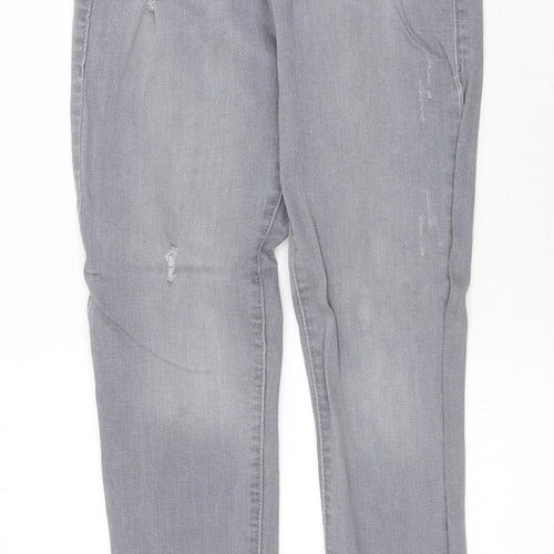 Denim & Co. Womens Grey Cotton Skinny Jeans Size 6 Regular Zip