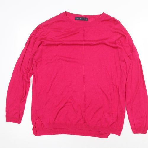 Marks and Spencer Womens Pink Scoop Neck Viscose Pullover Jumper Size M