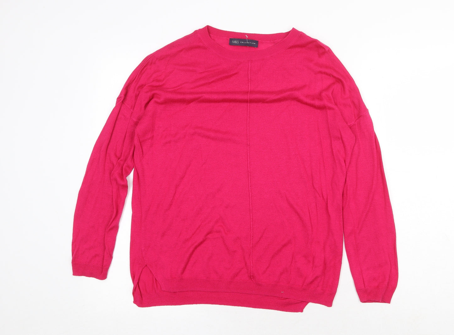 Marks and Spencer Womens Pink Scoop Neck Viscose Pullover Jumper Size M