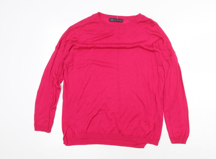 Marks and Spencer Womens Pink Scoop Neck Viscose Pullover Jumper Size M