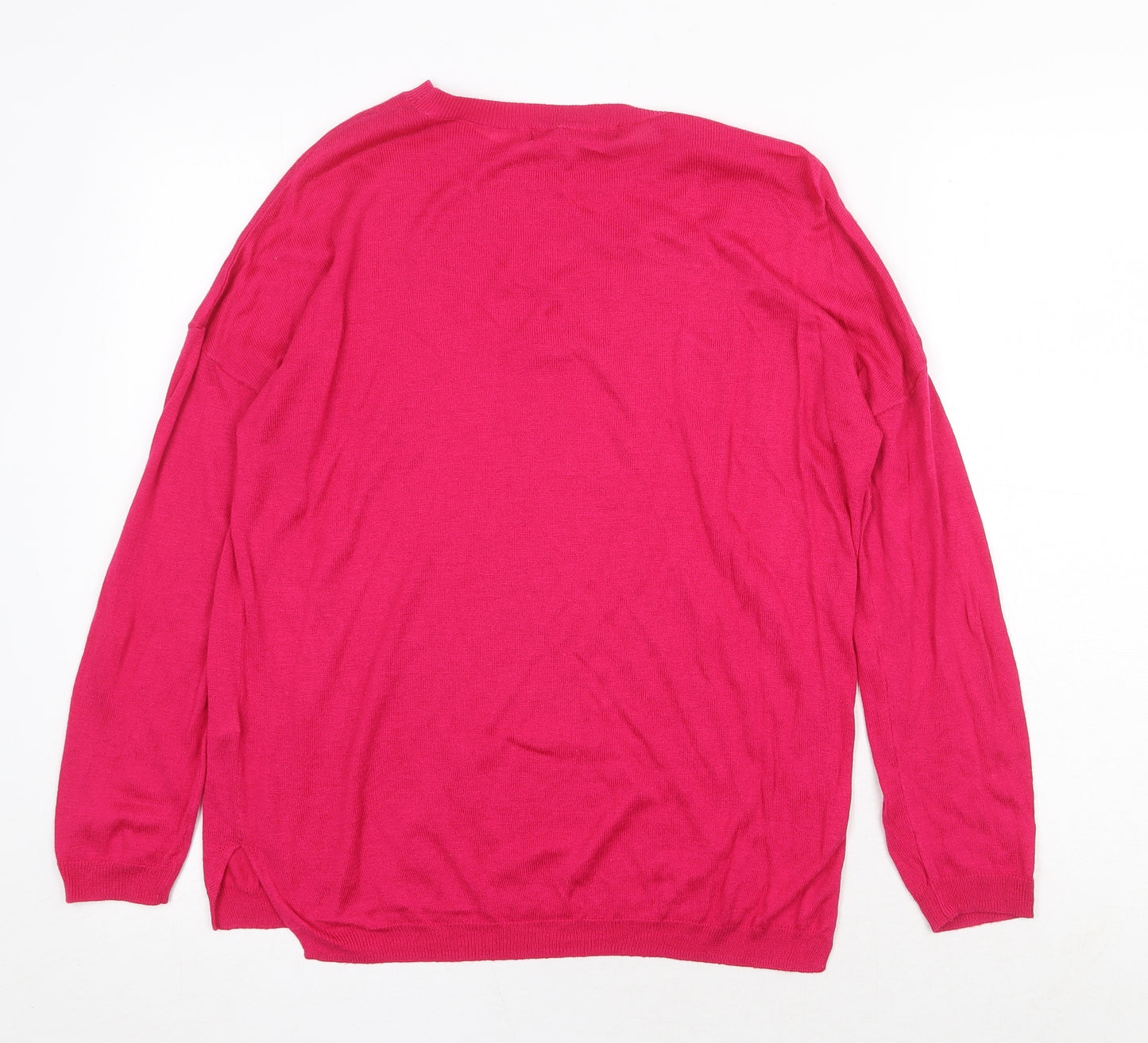 Marks and Spencer Womens Pink Scoop Neck Viscose Pullover Jumper Size M