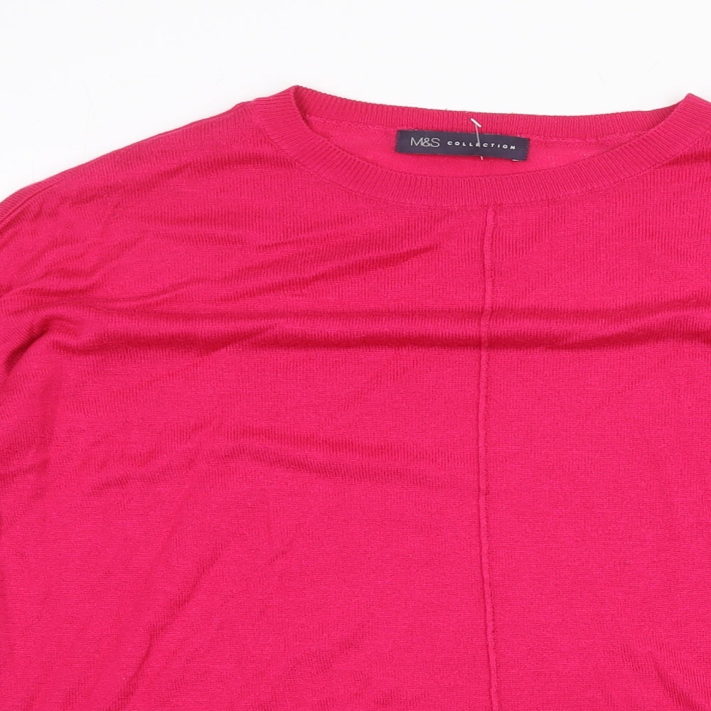 Marks and Spencer Womens Pink Scoop Neck Viscose Pullover Jumper Size M