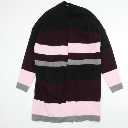 Ellos Womens Multicoloured V-Neck Striped Acrylic Cardigan Jumper Size 10