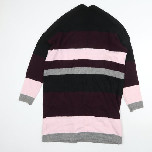 Ellos Womens Multicoloured V-Neck Striped Acrylic Cardigan Jumper Size 10