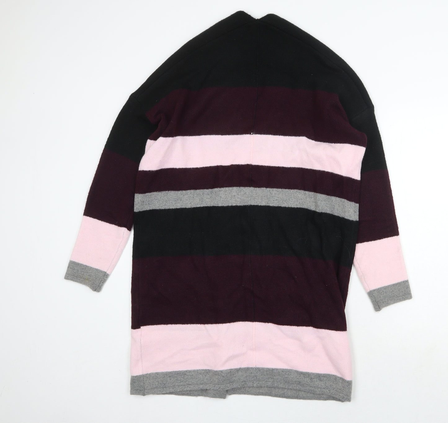 Ellos Womens Multicoloured V-Neck Striped Acrylic Cardigan Jumper Size 10
