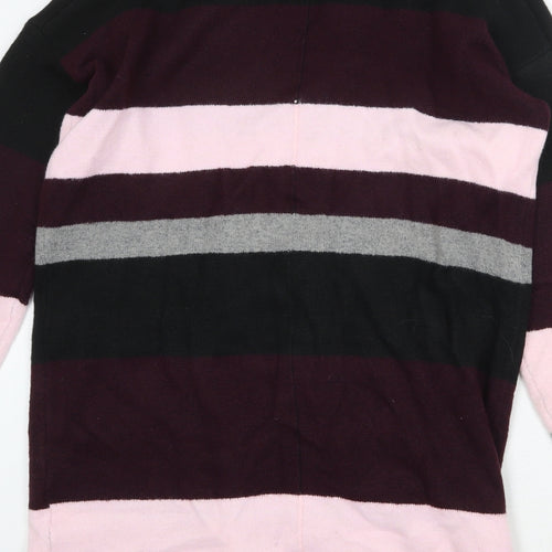 Ellos Womens Multicoloured V-Neck Striped Acrylic Cardigan Jumper Size 10
